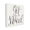 Stupell Industries Get Naked Black and White Curly Script Cursive Typography Canvas Wall Art